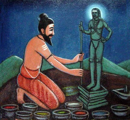 Bhogar worshipping Lord Dandāyudhapāni