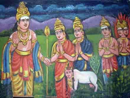 Lord Murugan sheds His divine grace upon all the devas at Tiru Avinankudi