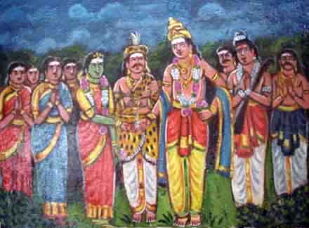 The marriage of Śrī Valli and Lord Murugan.