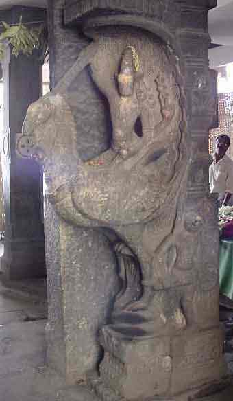 Nayakar period sculpture of Murugan on peacock mount, Adivaram